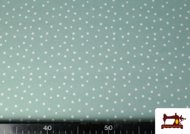 Vente de Tissu Coton Petites Étoiles Colorées couleur Vert menthe