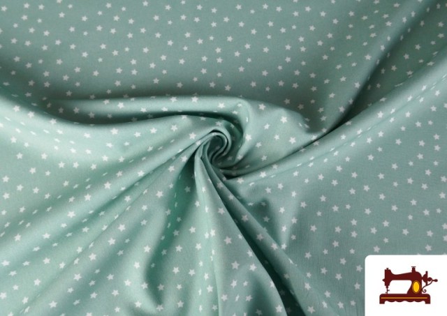 Acheter en ligne Tissu Coton Petites Étoiles Colorées couleur Vert menthe