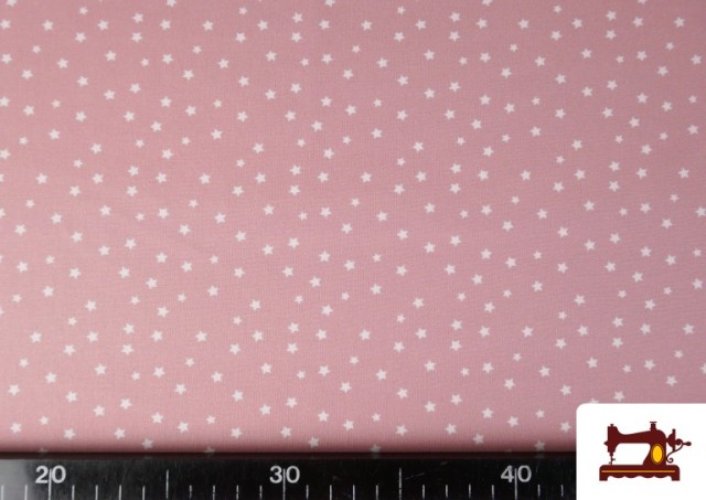 Acheter Tissu Coton Petites Étoiles Colorées couleur Rose pâle