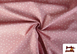 Vente de Tissu Coton Petites Étoiles Colorées couleur Rose pâle