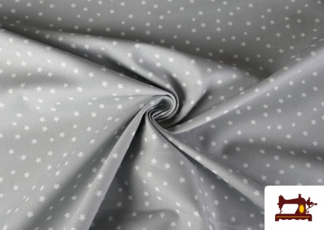 Tissu Coton Petites Étoiles Colorées couleur Gris