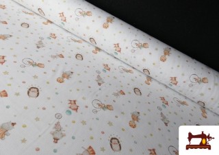 Piqué de coton avec animaux de cirque colorés