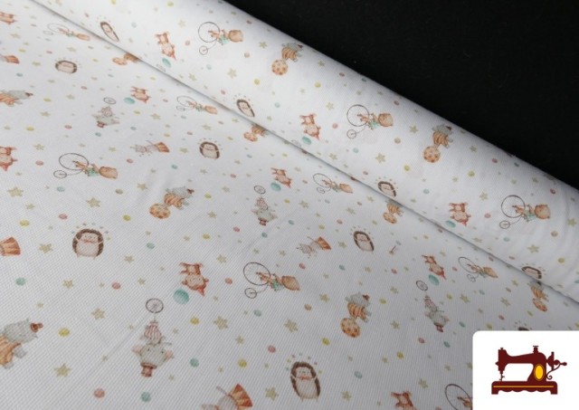 Piqué de coton avec animaux de cirque colorés