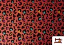 Acheter Tissu Mousseline De Coton Léopard Turquoise Et Orange couleur Orange