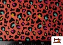 Vente de Tissu Mousseline De Coton Léopard Turquoise Et Orange couleur Orange