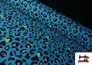 Vente en ligne de Tissu Mousseline De Coton Léopard Turquoise Et Orange couleur Bleu