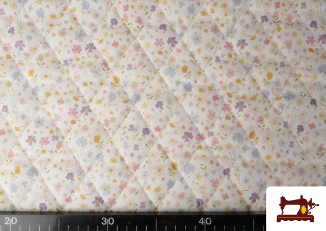 Acheter en ligne Tissu Matelassé En Coton Double Face Imprimé Floral couleur Violet