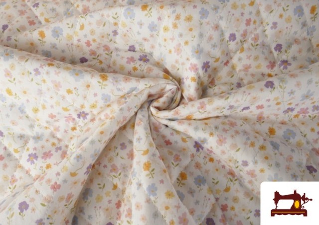 Vente en ligne de Tissu Matelassé En Coton Double Face Imprimé Floral couleur Violet