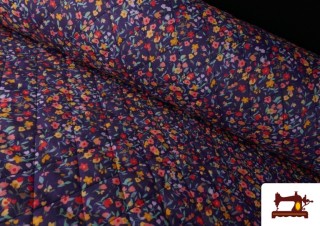 Tissu Matelassé En Coton Double Face Imprimé Floral couleur Bleu