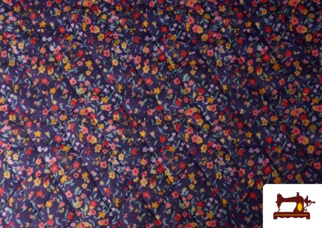 Acheter Tissu Matelassé En Coton Double Face Imprimé Floral couleur Bleu