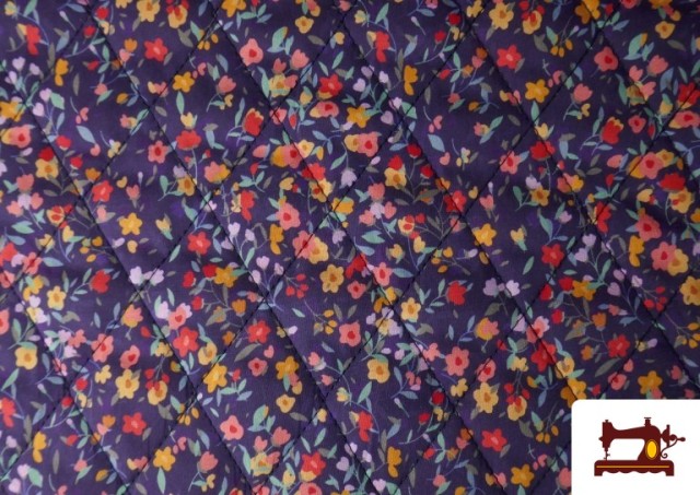 Vente de Tissu Matelassé En Coton Double Face Imprimé Floral couleur Bleu