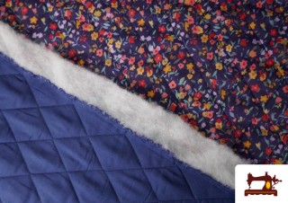 Vente en ligne de Tissu Matelassé En Coton Double Face Imprimé Floral couleur Bleu