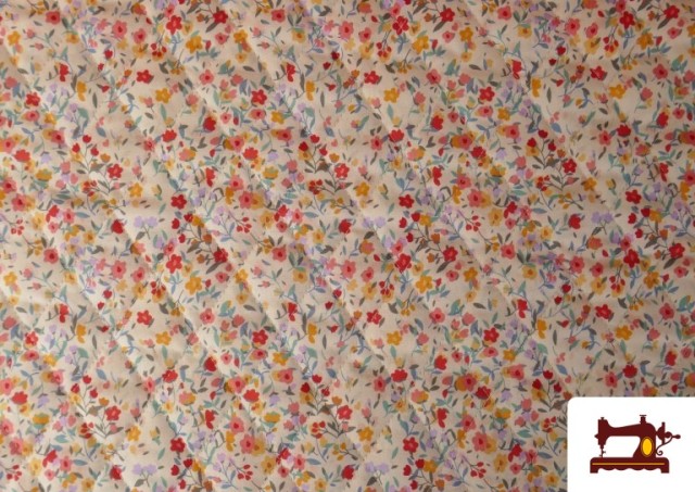 Tissu Matelassé En Coton Double Face Imprimé Floral couleur Rouge