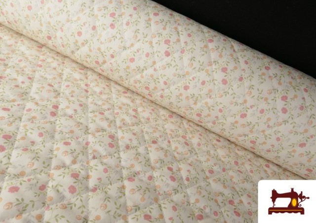 Vente de Tissu Matelassé En Coton Double Face Imprimé Floral couleur Rosé