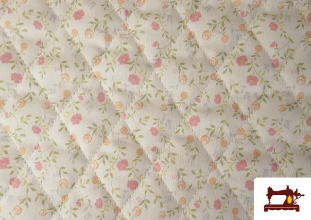 Vente en ligne de Tissu Matelassé En Coton Double Face Imprimé Floral couleur Rosé