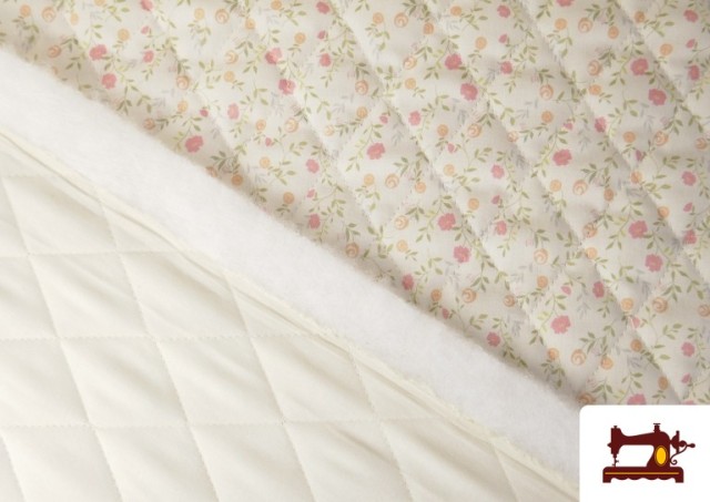 Tissu Matelassé En Coton Double Face Imprimé Floral couleur Rosé