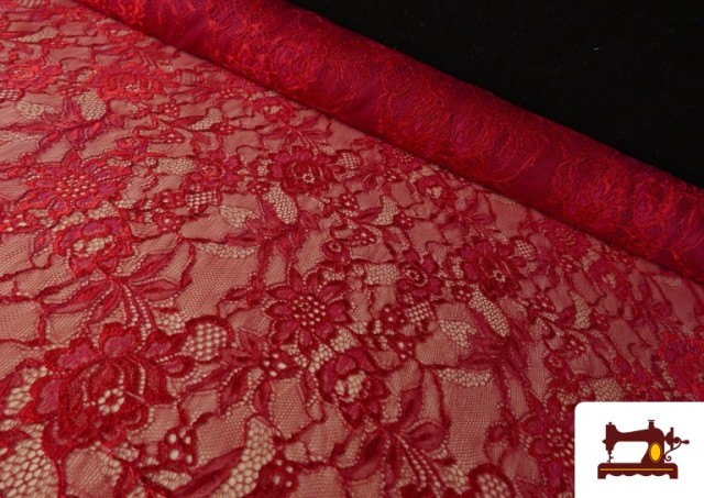Acheter Tissu Dentelle Florale Colorée couleur Rouge