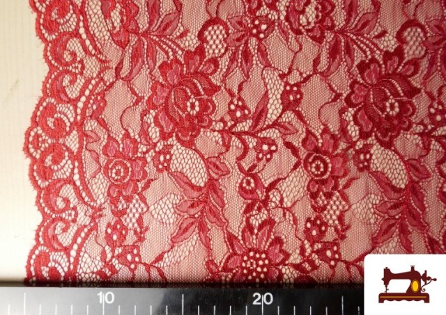 Vente de Tissu Dentelle Florale Colorée couleur Rouge