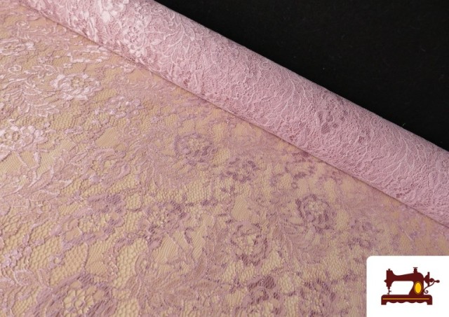 Tissu Dentelle Florale Colorée couleur Mauve