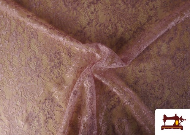 Acheter en ligne Tissu Dentelle Florale Colorée couleur Mauve