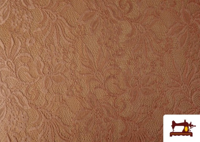 Tissu Dentelle Florale Colorée couleur Orange