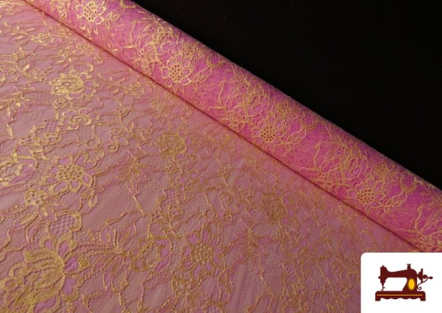 Acheter en ligne Tissu Dentelle Florale Colorée couleur Rose pâle