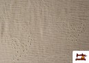 Vente en ligne de Tissu en lin brodé ajouré beige