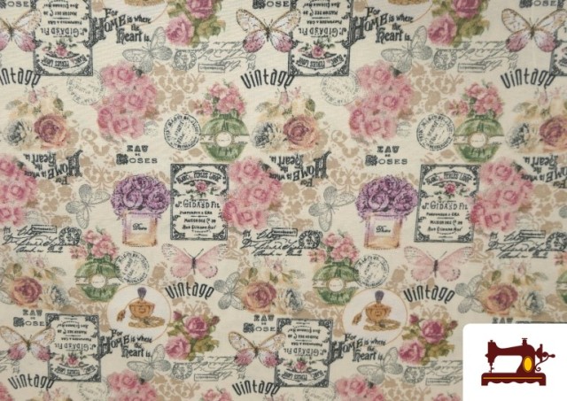 Vente de Toile Imprimé Botanique Floral Vintage 140cm largeur