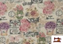Acheter en ligne Toile Imprimé Botanique Floral Vintage 140cm largeur