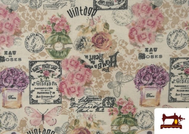 Acheter en ligne Toile Imprimé Botanique Floral Vintage 140cm largeur