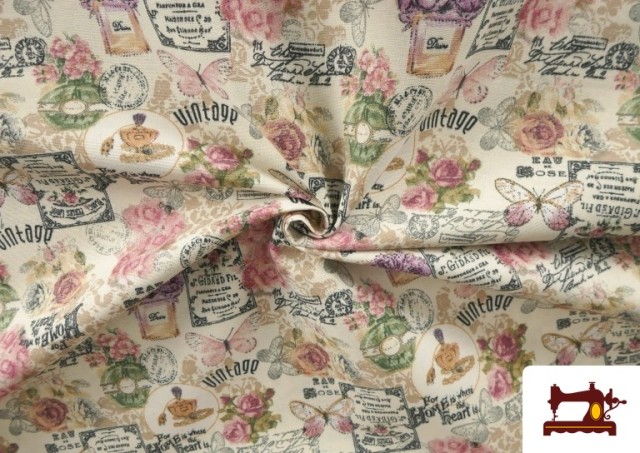 Vente en ligne de Toile Imprimé Botanique Floral Vintage 140cm largeur