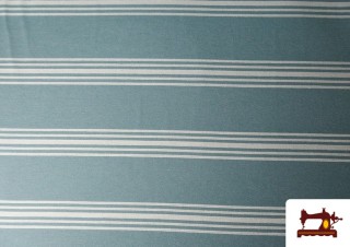 Tissu Loneta Panama Rayures couleur Bleu