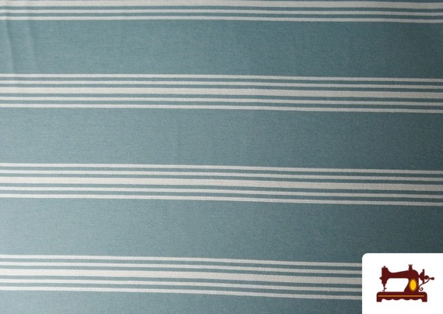 Tissu Loneta Panama Rayures couleur Bleu