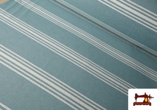 Acheter Tissu Loneta Panama Rayures couleur Bleu