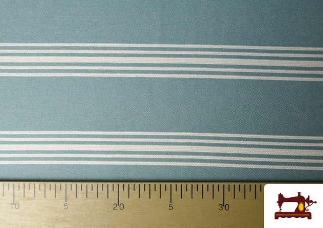 Vente de Tissu Loneta Panama Rayures couleur Bleu