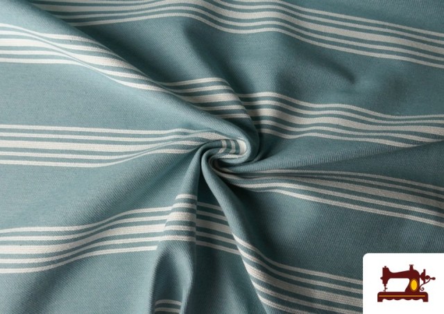 Acheter en ligne Tissu Loneta Panama Rayures couleur Bleu