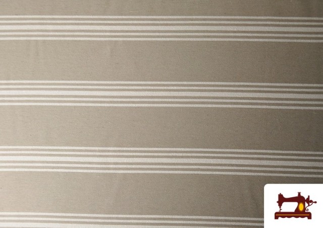 Tissu Loneta Panama Rayures couleur Beige