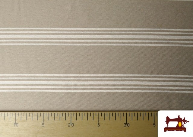 Tissu Loneta Panama Rayures couleur Beige