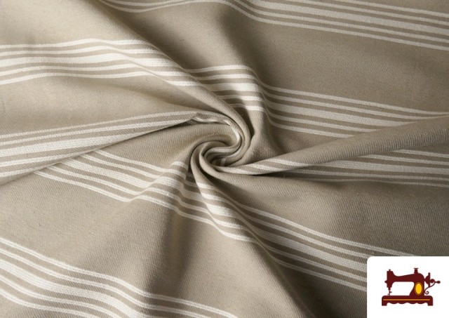 Acheter Tissu Loneta Panama Rayures couleur Beige