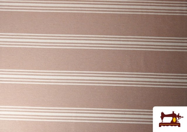 Acheter en ligne Tissu Loneta Panama Rayures couleur Rose avec Nuances