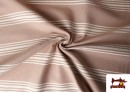 Vente en ligne de Tissu Loneta Panama Rayures couleur Rose avec Nuances