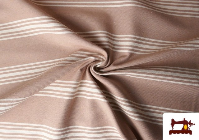Vente en ligne de Tissu Loneta Panama Rayures couleur Rose avec Nuances