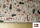 Acheter en ligne Tissu Half Panama Imprimé Chats