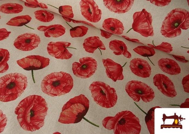 Tissu Half Panama Imprimé Coquelicots