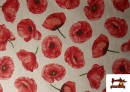 Acheter en ligne Tissu Half Panama Imprimé Coquelicots