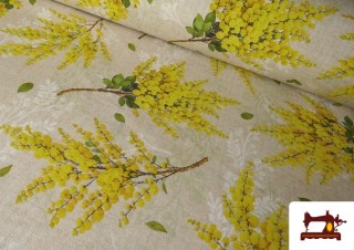Tissu Loneta Imprimé Jaune Fleur de Mimosa