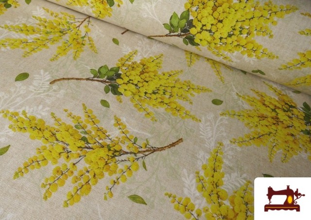 Tissu Loneta Imprimé Jaune Fleur de Mimosa