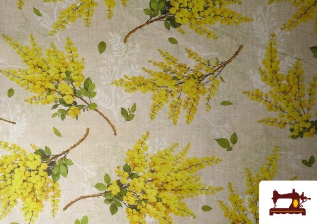 Vente de Tissu Loneta Imprimé Jaune Fleur de Mimosa