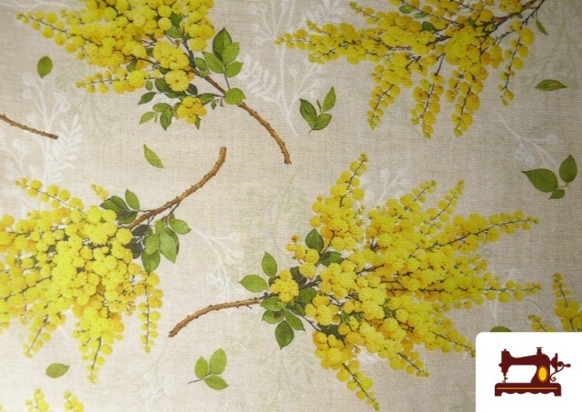Acheter en ligne Tissu Loneta Imprimé Jaune Fleur de Mimosa