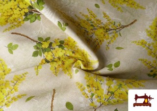 Vente en ligne de Tissu Loneta Imprimé Jaune Fleur de Mimosa